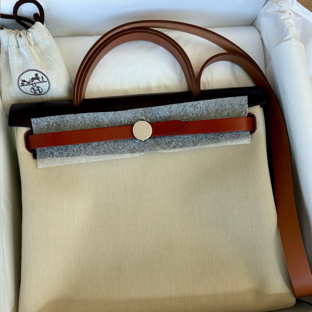 Hermes Crossbody Bag in Cream and Brown